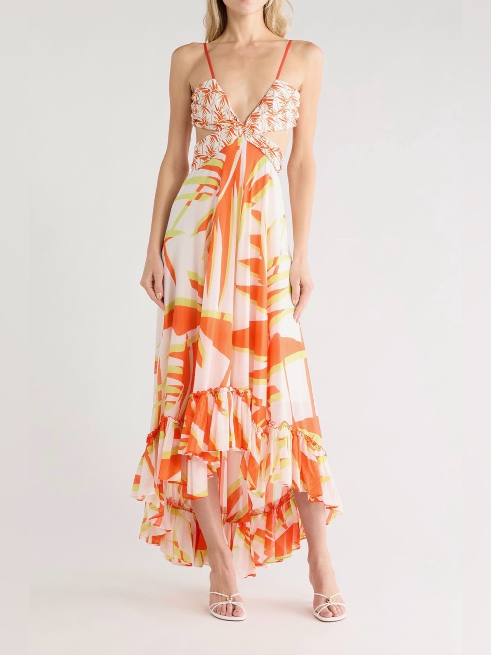 Diane von Furstenberg Hera Dress Palm Geo Orange Giant Size M
